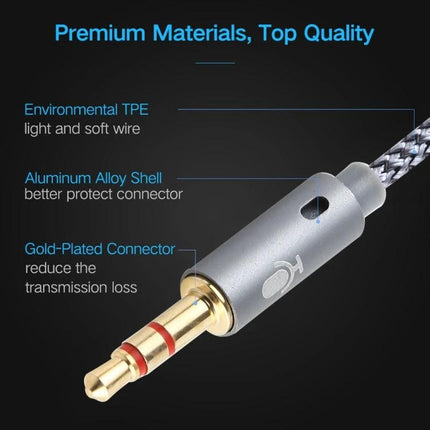 Compact Audio Cable for Daily Device Connections and Calls gold-plated 3.5mm aux connector with braided cable and aluminum alloy shell