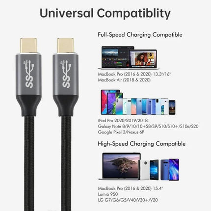 Practical 0.5m USB-C Cable for Home and Travel Connections – braided USB-C to USB-C cable for fast charging and 10Gbps data transfer