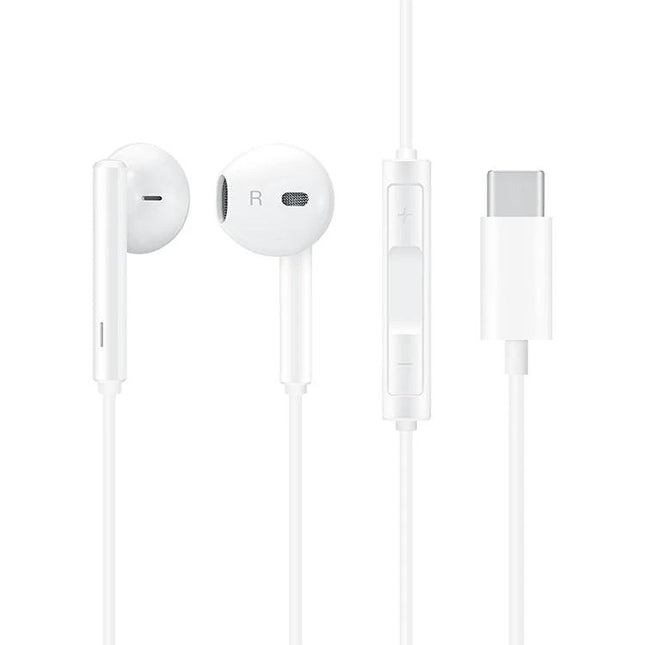 Honor In-Ear Earphones for Daily Listening and Calls - white Type-C wired earphones with inline mic and volume controls