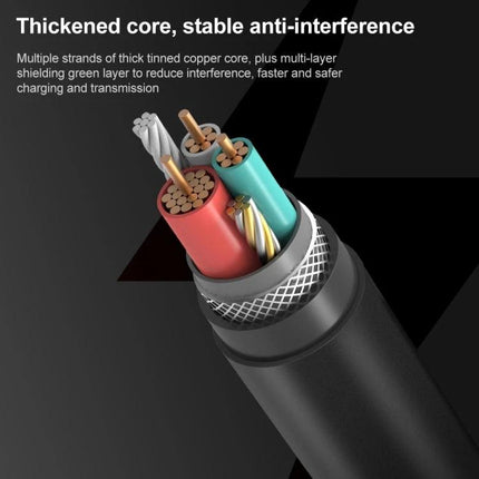Essential Adapter Cable for Everyday Phone Audio Connections - close-up cross-section showing thickened copper cores, shielding layers and durable cable jacket