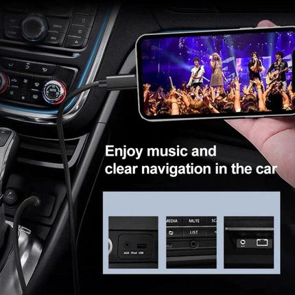 Essential Adapter Cable for Everyday Phone Audio Connections - USB-C to 3.5mm adapter in car for music, calls and navigation