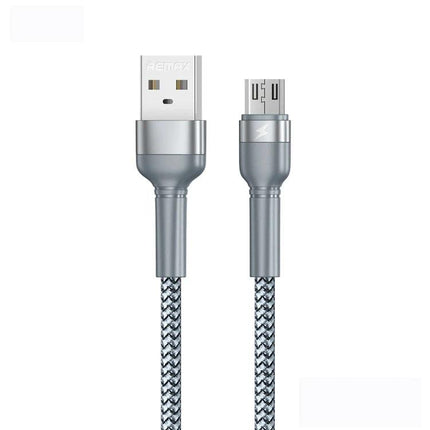 REMAX Cable for Everyday Device Charging and Data Needs - silver braided USB to Micro USB cable for reliable daily charging and file transfer