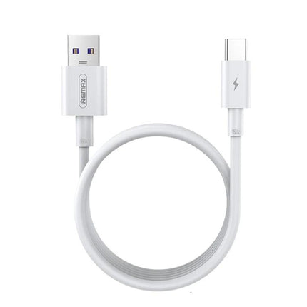 REMAX USB-C Cable for Everyday Device Charging and Data Transfer - white USB-A to USB-C cable, 22.5W fast charging and data sync