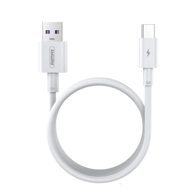 REMAX USB-C Cable for Everyday Device Charging and Data Transfer - white USB-A to USB-C cable, 22.5W fast charging and data sync