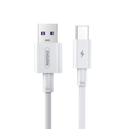 REMAX USB-C Charging Cable for Everyday Device Use – white USB-A to USB-C cable for charging and data transfer