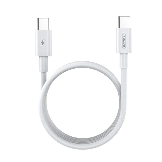 REMAX USB-C to USB-C Cable for Daily Device Charging – white short charging and data cable with reversible USB-C connectors