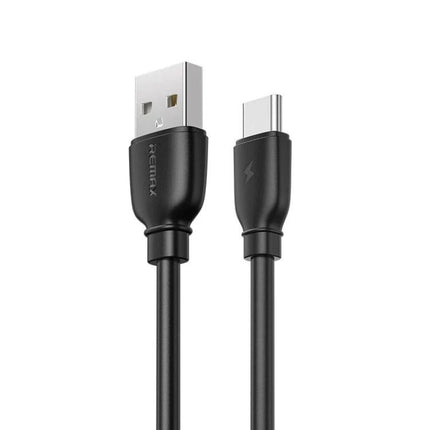 Remax USB-C Charging Cable for Daily Device Charging - black USB-A to USB-C cable for charging and data transfer
