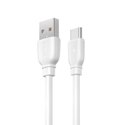 Remax USB-C Charging Cable for Daily Device Charging – white USB-A to USB-C cable for charging and data transfer