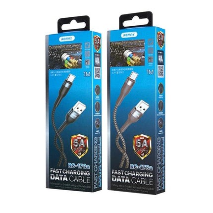 REMAX USB to USB-C Cable for Daily Device Charging at Home - 1M fast charging braided data cable in retail packaging