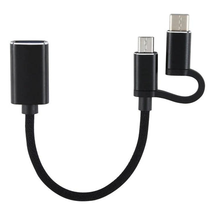 Adapter Cable for Connecting USB Drives to Phones Daily – black OTG Micro USB to Type-C adapter cable for accessing drives and peripherals