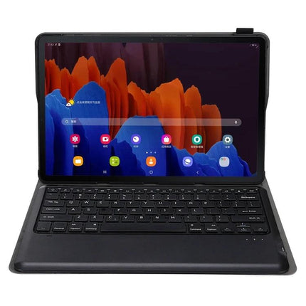 Leather Case with Detachable Bluetooth Keyboard for Samsung Galaxy Tab S7 Series - black protective folio with magnetic detachable keyboard