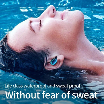 True Wireless Earbuds With Touch Display Charging Case shown in waterproof use, ergonomic sweat‑resistant earbuds with digital display