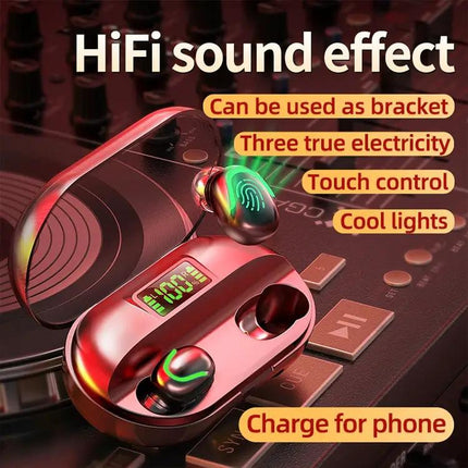 T2 Bluetooth 5.0 TWS Touch Digital Display True Wireless Bluetooth Earphone with Charging Box, T2 (Black)