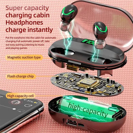 T2 Bluetooth 5.0 TWS Touch Digital Display True Wireless Bluetooth Earphone with Charging Box, T2 (Black)