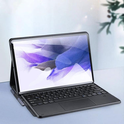 DUX DUCIS Bluetooth Keyboard Case for Samsung Galaxy Tab S8 Plus shown attached to tablet with detachable Bluetooth keyboard and stylus