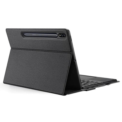 DUX DUCIS Bluetooth Keyboard Case for Samsung Galaxy Tab S8 Plus shown in black with kickstand and detachable keyboard