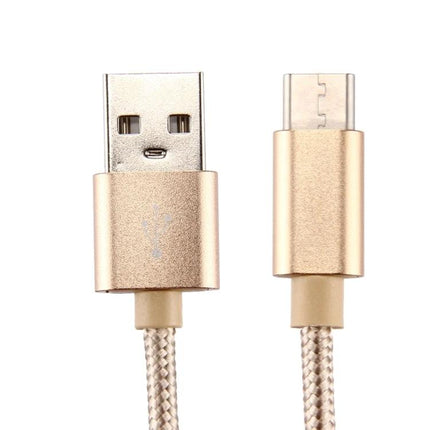 Knit USB-C Cable for Everyday Device Charging and Syncing - gold knit Type-C charging and syncing cable, lightweight and portable