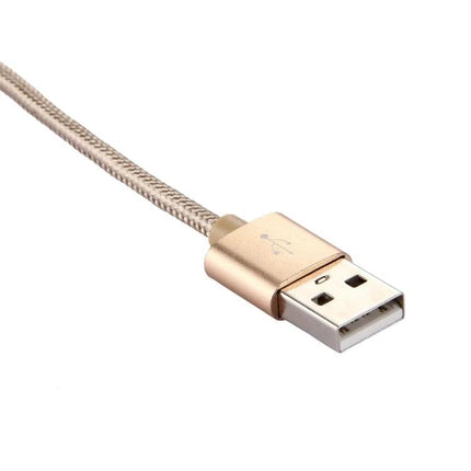 Knit USB-C Cable for Everyday Device Charging and Syncing in gold knit design, USB-A to Type-C charging and syncing cable
