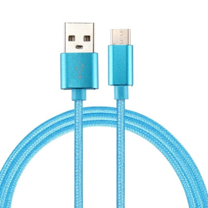 Knit USB-C Cable for Everyday Device Charging and Syncing - light blue knit USB-A to Type-C cable for charging and syncing on the go