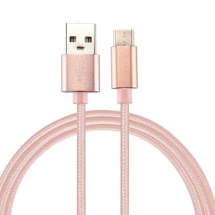 Knit USB-C Cable for Everyday Device Charging and Syncing in rose gold knit design, lightweight braided Type-C charging and syncing cable