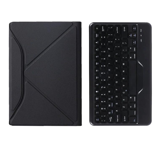 Leather Tablet Case with Bluetooth Keyboard for Samsung Galaxy Tab A7 10.4 - black folio case and detachable keyboard shown