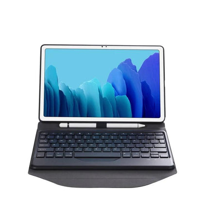 Leather Tablet Case with Bluetooth Keyboard for Samsung Galaxy Tab A7 10.4 - black folio case with integrated keyboard and stylus holder