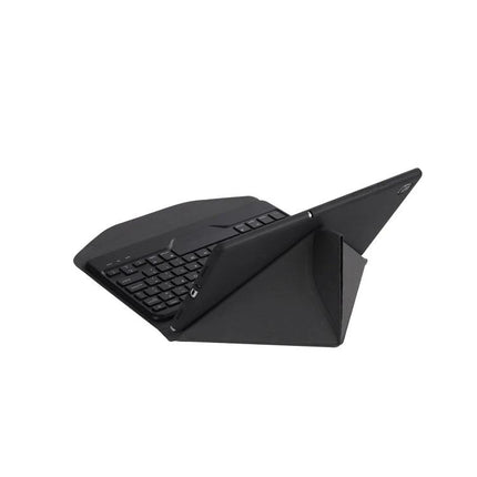 Leather Tablet Case with Bluetooth Keyboard for Samsung Galaxy Tab A7 10.4 - black folio with detachable Bluetooth keyboard, angled typing stand