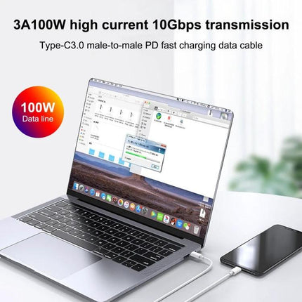 USB-C to Type-C Cable for Daily Device Charging connecting laptop and smartphone for fast 100W charging and data transfer
