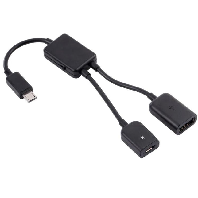 Compact Adapter for Daily USB Connections on Your Mobile Device - black multiport USB OTG hub for phone/tablet with keyboard, mouse and USB drive support