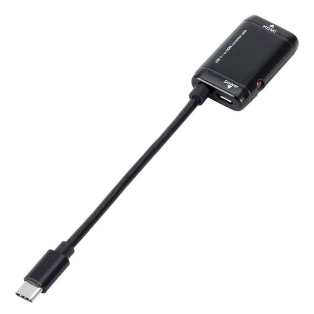 USB-C to HDMI Adapter Cable for 1080P HD Video Output - black compact adapter cable for streaming from USB-C phones or laptops to TV, monitor, or projector