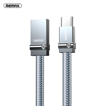 REMAX USB-C Charging Cable for Everyday Device Needs silver braided cord with metal USB-C connectors