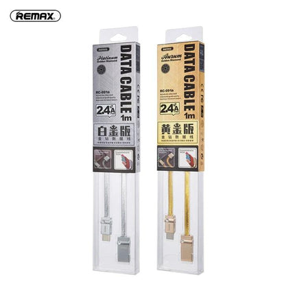 REMAX USB-C Charging Cable for Everyday Device Needs - 1m braided silver and gold data cables in retail packaging