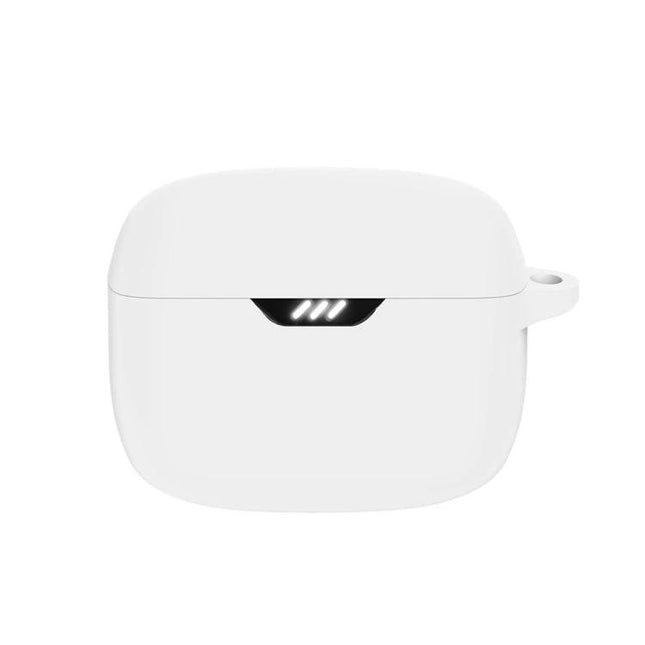 Silicone Case for JBL Tune Buds During Everyday Travel in white, slim protective cover for commuting and gym use