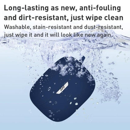 Silicone Case for JBL Tune Buds During Everyday Travel — waterproof navy silicone protective case shown splashing in water, wipe-clean dust-resistant design