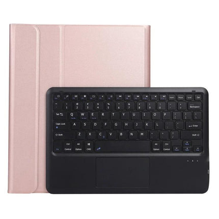 Splittable Bluetooth Keyboard Case for Samsung Galaxy Tab S8+ shown in rose gold with detachable black wireless keyboard and protective folio
