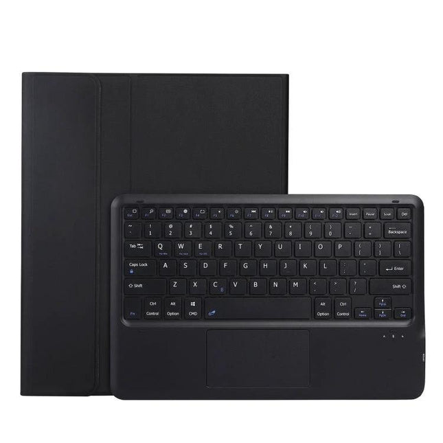 Splittable Leather Bluetooth Keyboard Case for Samsung Galaxy Tab S7 in black, protective cover with detachable keyboard and touchpad for productivity