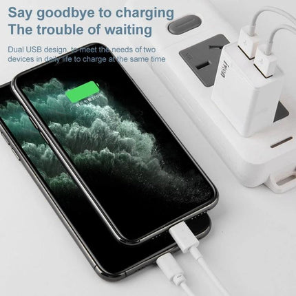 Ivon Travel Charger for Everyday Device Charging Needs compact dual USB wall charger powering two phones while commuting or traveling