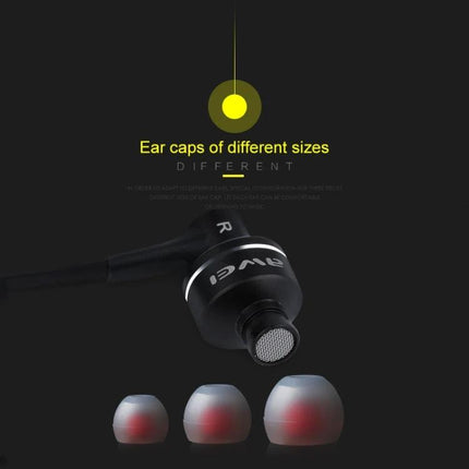 Wired 3.5mm Earphones For Commuting Gym And Desk Use black metal earbuds with three ear caps for secure fit