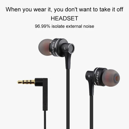 Wired 3.5mm Earphones For Commuting Gym And Desk Use black in-ear headset with L R markers and right-angle gold plug