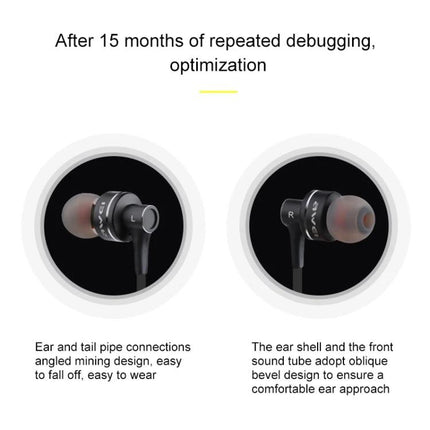 Wired 3.5mm Earphones For Commuting Gym And Desk Use showing black in-ear buds with angled secure-fit design