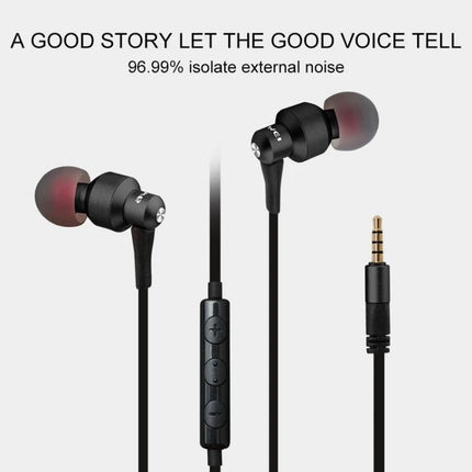 Wired Stereo Earphones With 3.5mm Jack For Commuting And Work sleek black ergonomic earbuds with inline controls