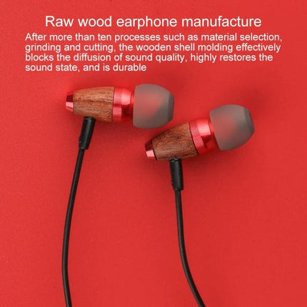 Wired In-Ear Earphones With 3.5mm Jack For Commuting And Calls wooden red earbuds for commuting calls with 3.5mm cable