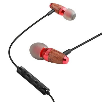 Wired In-Ear Earphones With 3.5mm Jack For Commuting And Calls premium wood red earbuds with inline controls for calls and music
