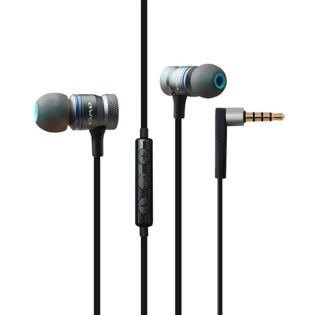 Wired 3.5mm In-Ear Earphones for Commuting and Gym Use with metal housings ergonomic fit inline remote and L-shaped jack