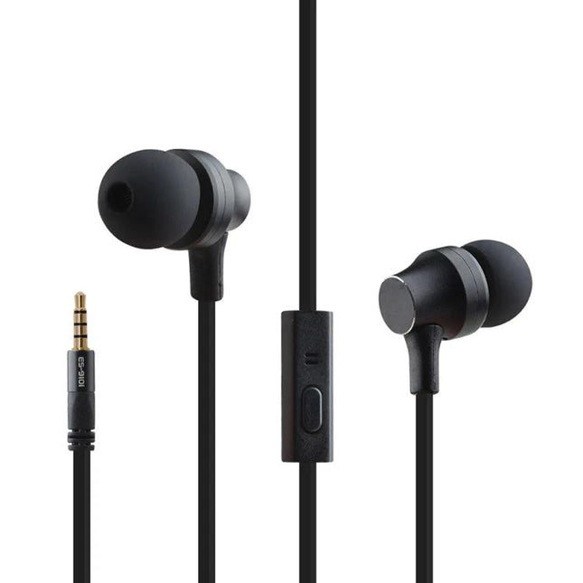 Wired Earphones With 3.5mm Jack For Everyday Commute And Calls black in-ear earphones with mic and ergonomic molded earpieces