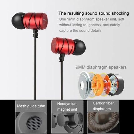 Wired Earphones With 3.5mm Jack For Calls Commuting And Workouts red metal in-ear earphones with ergonomic fit and tangle-resistant cable