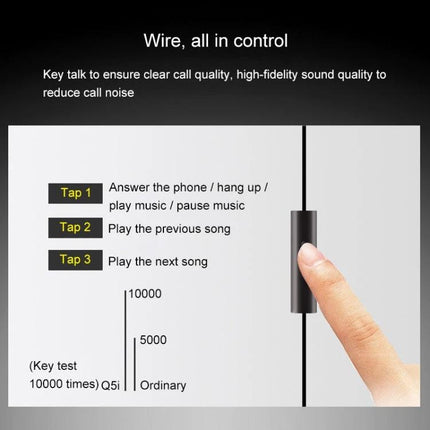Wired Earphones With 3.5mm Jack For Calls Commuting And Workouts metal housings ergonomic fit inline control tap functions