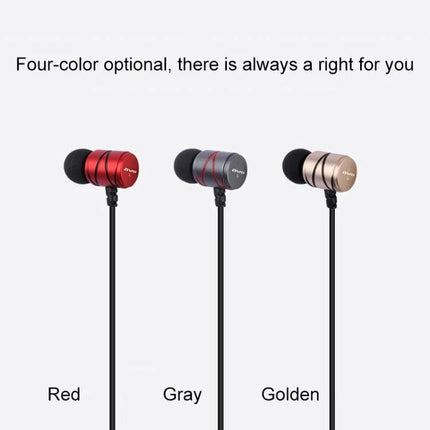 Wired Earphones With 3.5mm Jack For Calls Commuting And Workouts metal-housed red gray golden in-ear set