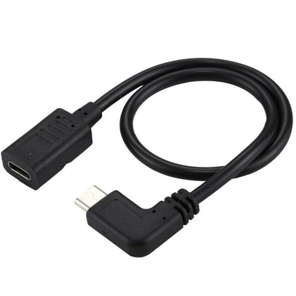 Compact Elbow Cable for Daily Device Connections at Home - black right-angle micro USB extension cable for nightstand and desk use