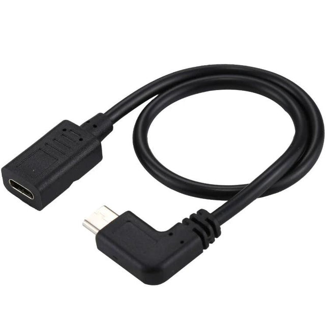 Compact Elbow Cable for Daily Device Connections at Home - black right-angle micro USB extension cable for nightstand and desk use